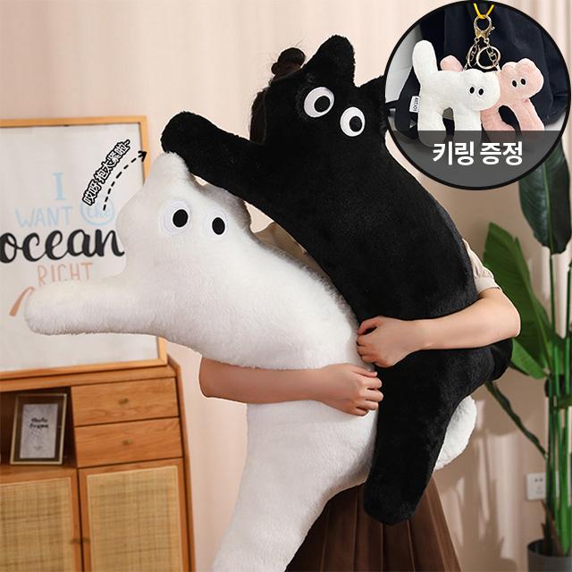 [+키링 증정] 띠용캣 고양이 바디필로우 100cm 베게 쿠션 숙면 생일 애착 인테리어 소품 집들이선물 (3colors)