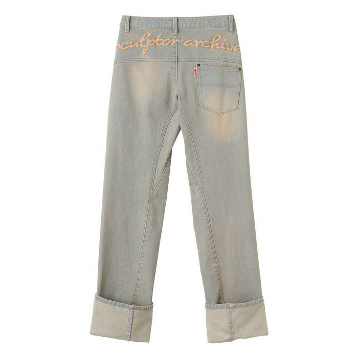 Applique Roll-Up Denim Washed Blue