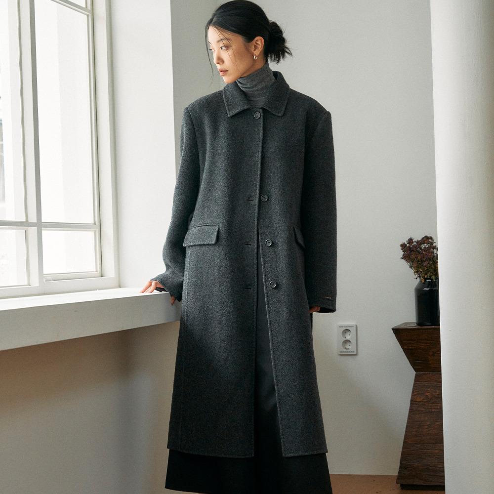 Premium Belted Single Handmade Coat_Charcoal