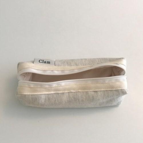 Clam round pencilcase _ Oatmeal gray
