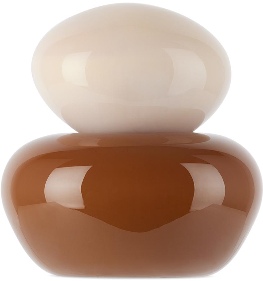 오프 화이트 & 브라운 봉보니에르 그릇