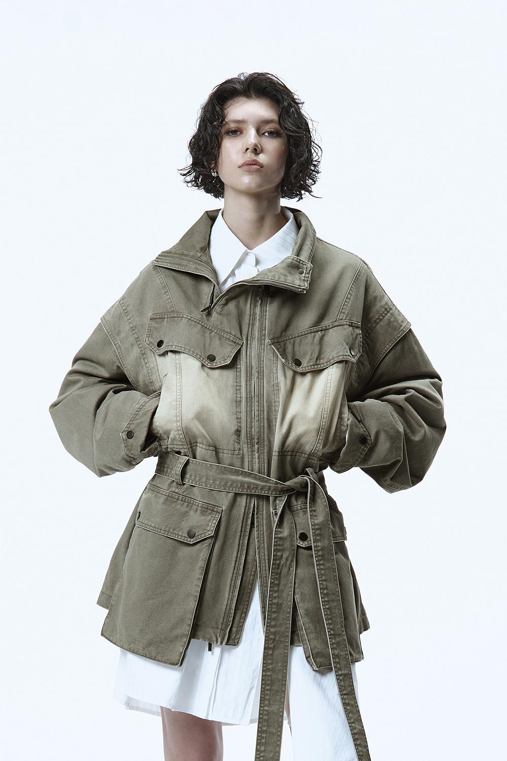 Belted Utility Field Jacket [ Dark Khaki ]