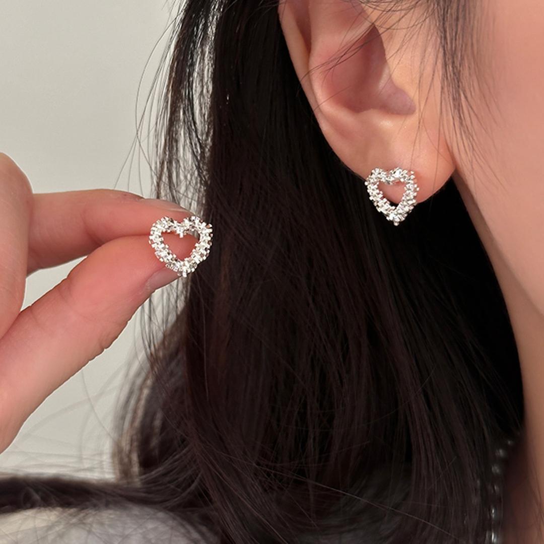 silver 92.5 조약돌 하트 귀걸이