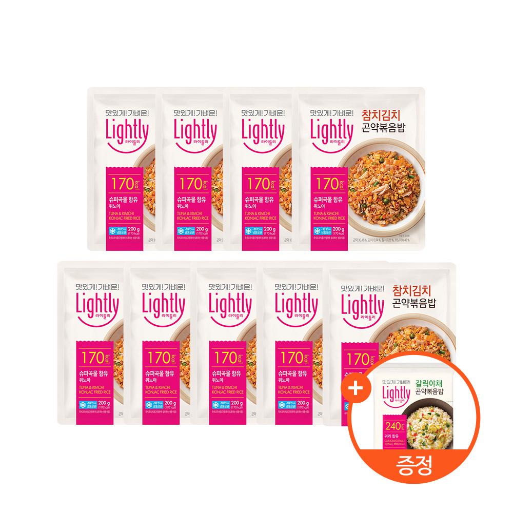 [라이틀리] 곤약볶음밥 200g 참치김치 x 3개+3개+3개 + (증정)갈릭야채 곤약볶음밥 200g 1개