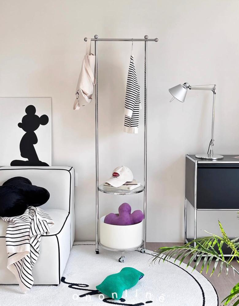 머물:홈 스테인레스 바스켓 행거 코디용 미니행거 귀여운 이동형 옷걸이