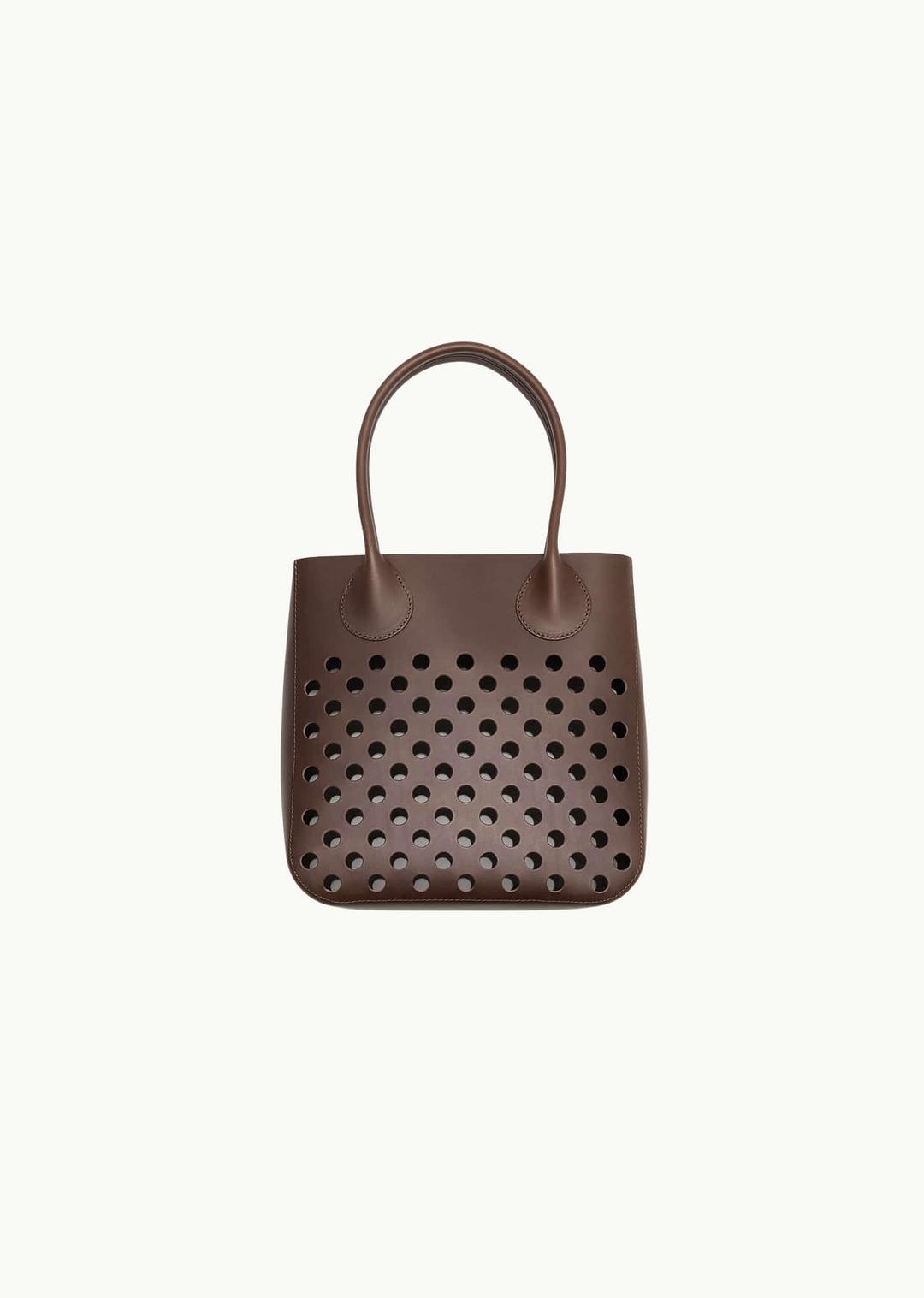 polka dots long handbag, dark brown