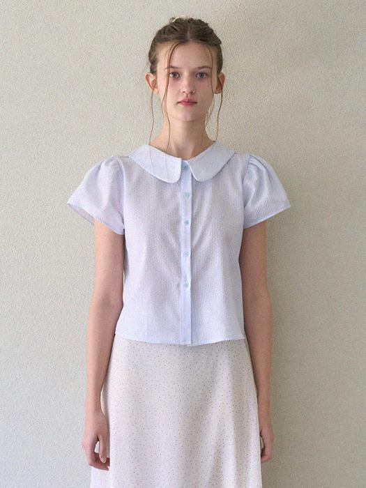 COSMO COLLAR PUFF SLEEVE BLOUSE_SKY BLUE