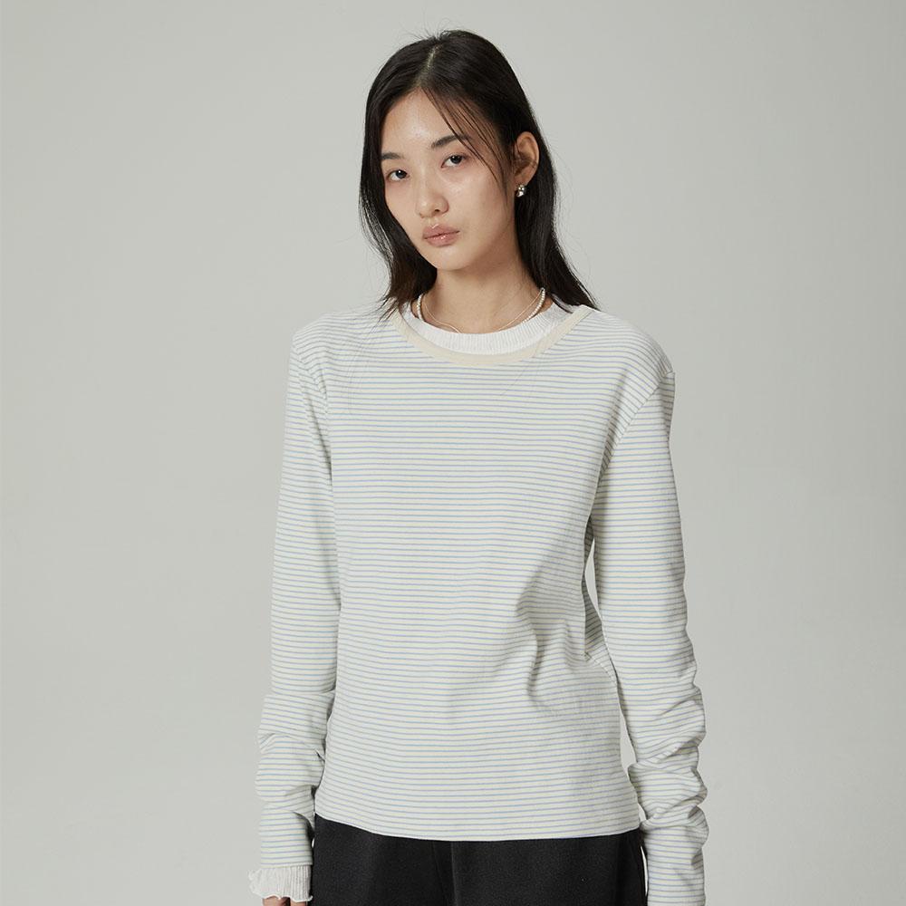 [1차 리오더] Classic layered stripe t-shirt_Ivory