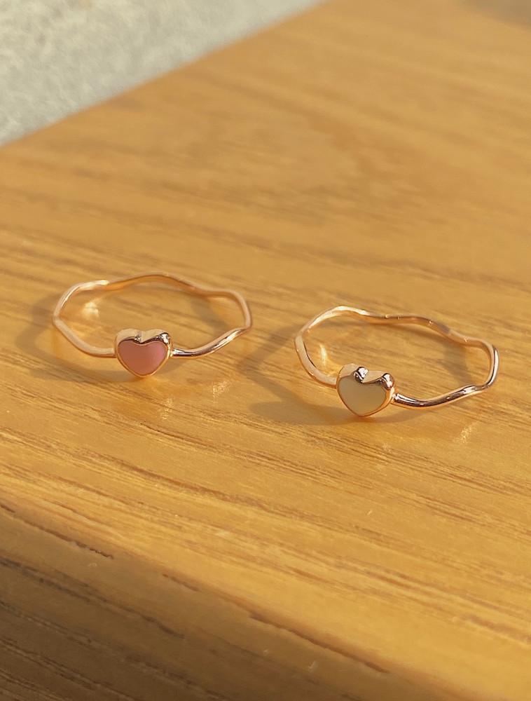 925실버 에포닌 하트 웨이브 실반지 로즈골드