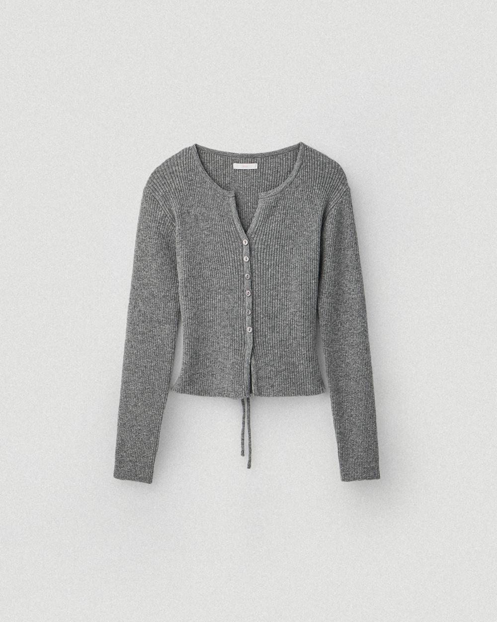 Slim Slit Cashmere Knit_Grey