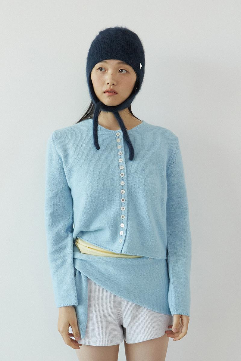 Alpaca button point cardigan_sky blue