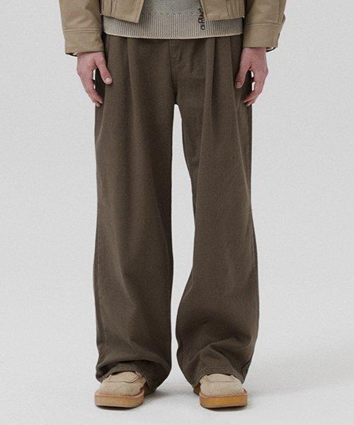 프렌치 치노 투턱 팬츠 (카키 브라운)