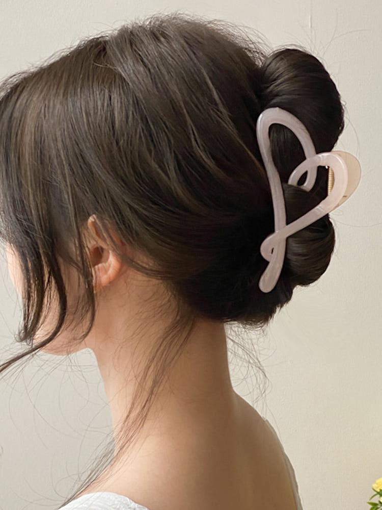 하트드로잉 빅사이즈 올림머리 헤어 집게핀 6color