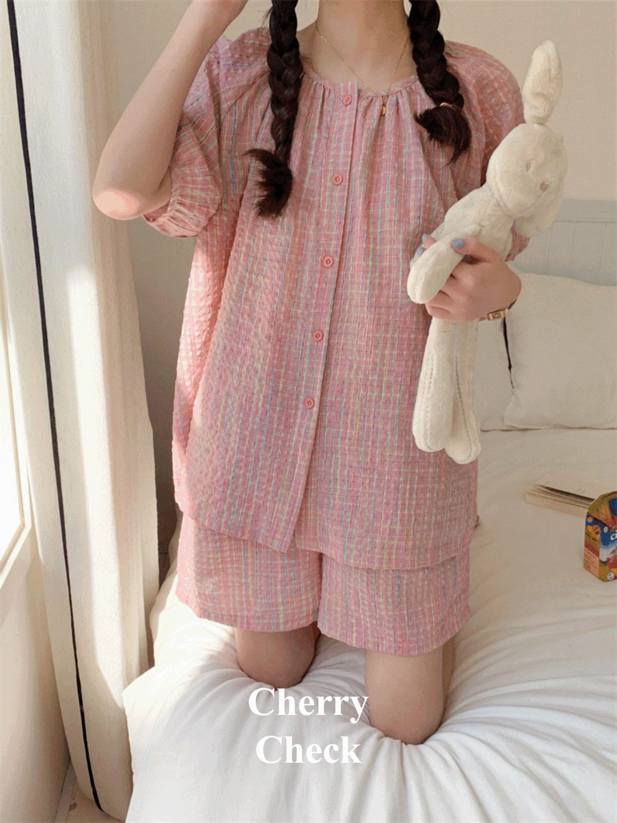[여성] 체리 체크 파자마