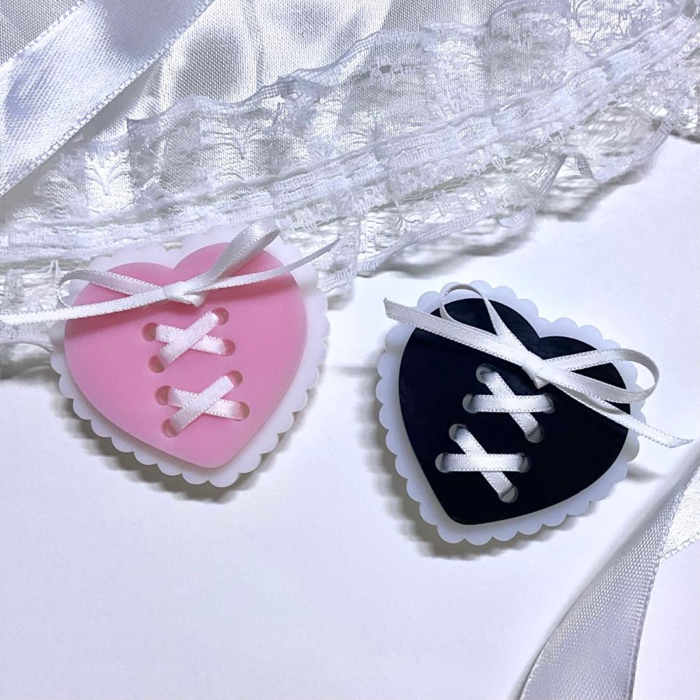 레이스 하트 리본 그립톡