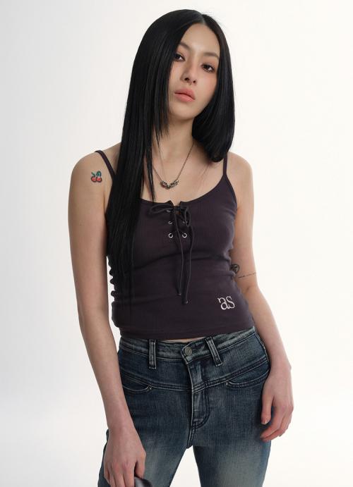 EYELET SLEEVELESS / CHARCOAL