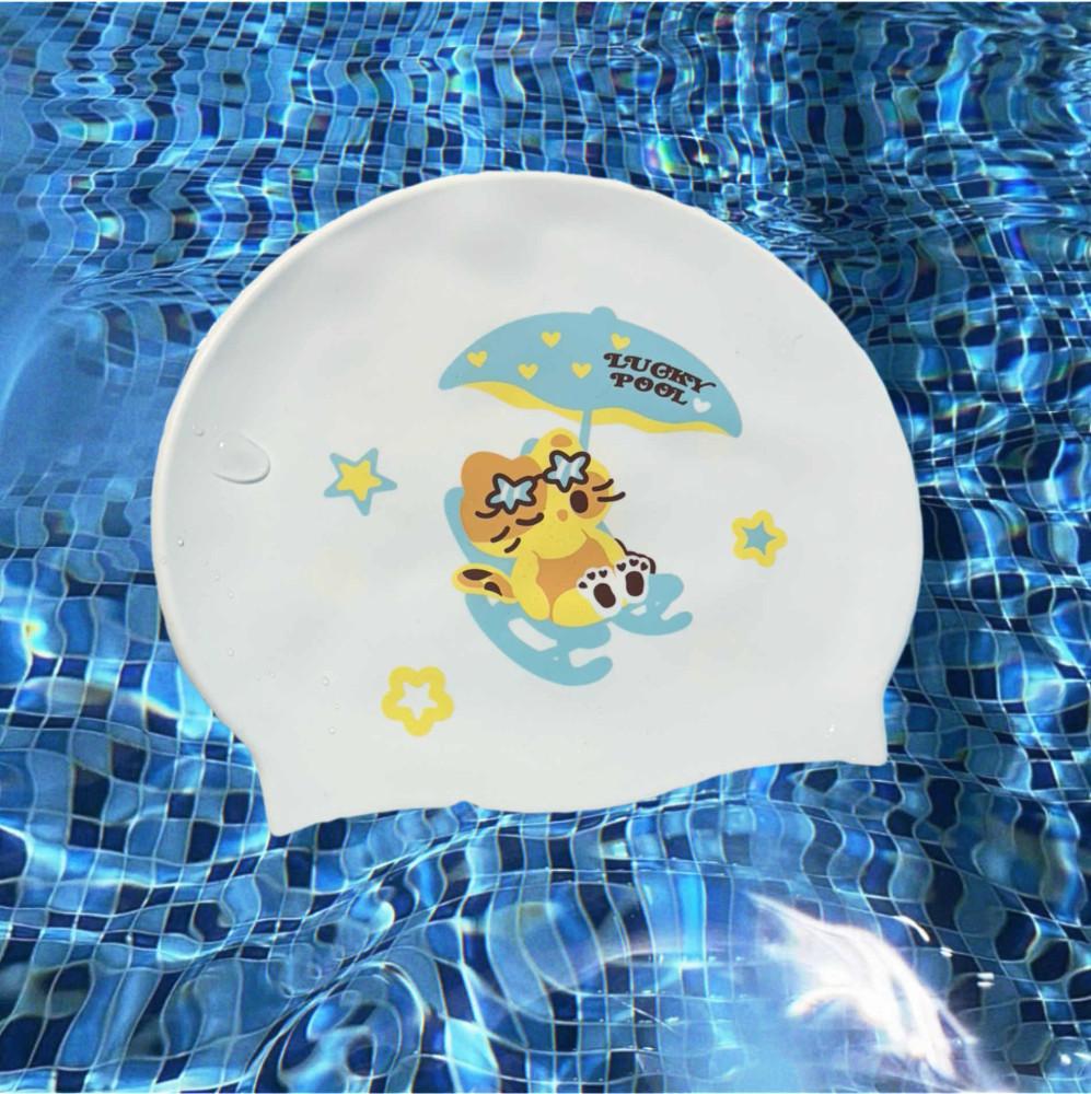 럭키풀 귀여운 아기 고양이 수모 실리콘 수영모