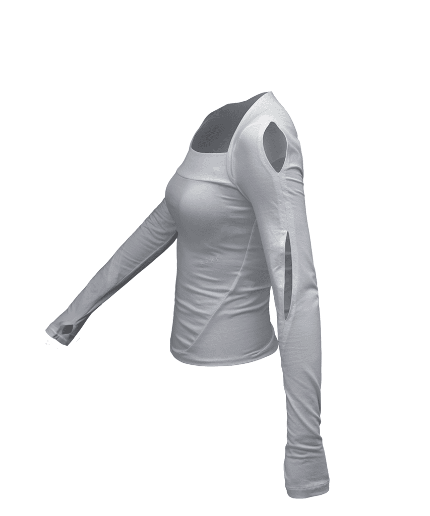 Shoulder Wrap Long Sleeve / Grey