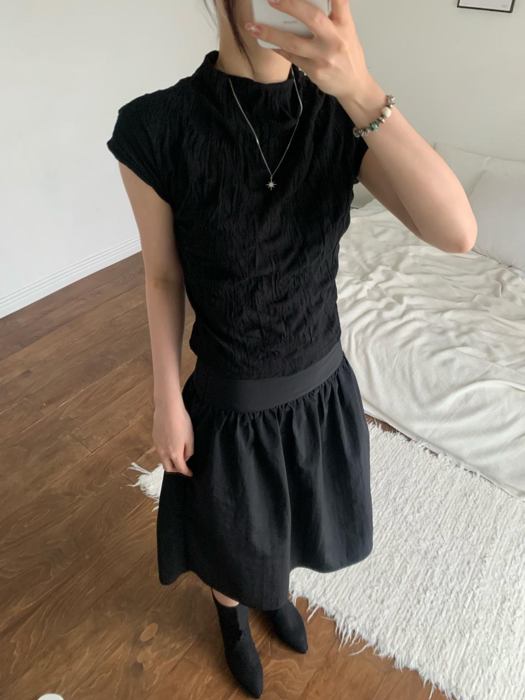 wrinkle half neck t-shirt (3color)
