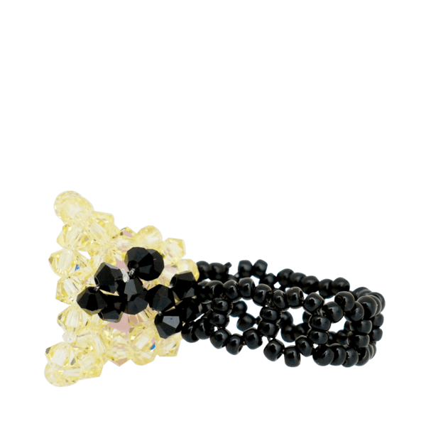 Bell Flower Beads Ring (Black)