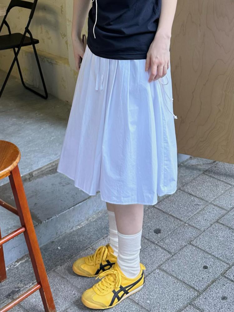 밴딩 플리츠 미디 sk 스커트