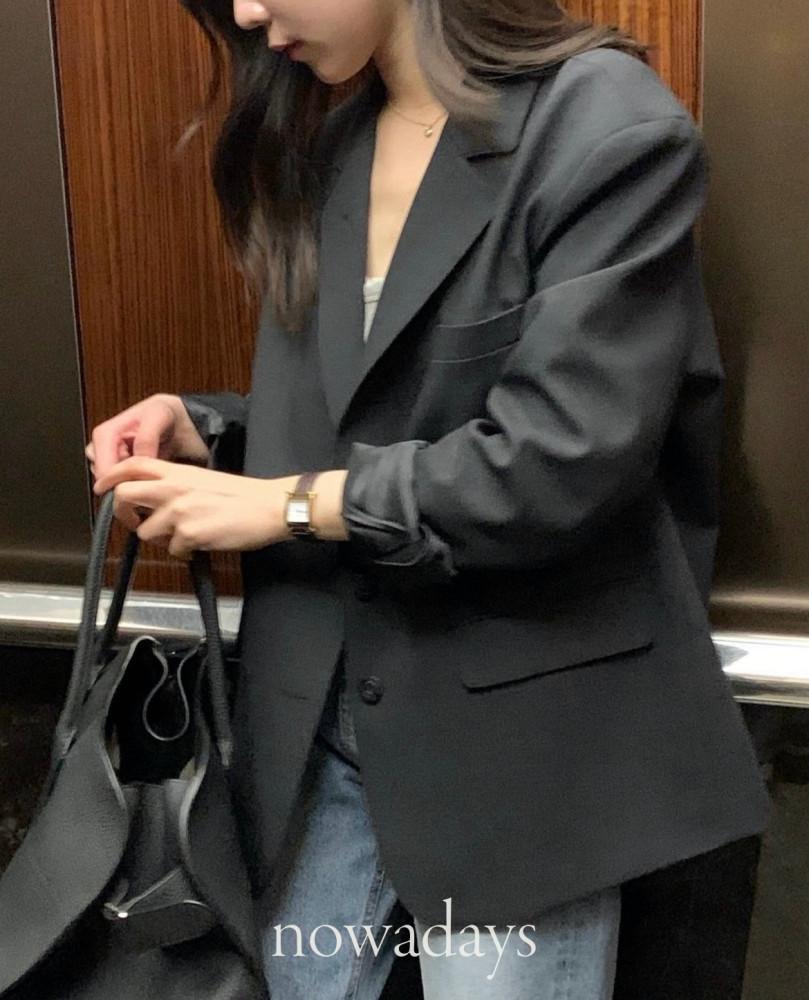 버베인 브리티쉬 베이직 자켓 긴팔 카라 싱글 데일리 jk (3col) : 나우 어 데이즈