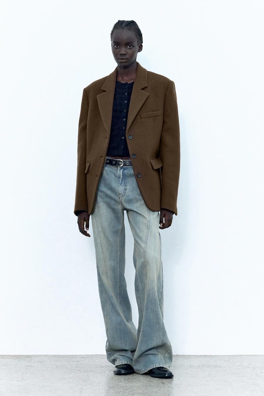 울 쓰리버튼 블레이져 BROWN