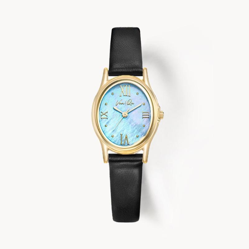 벤앤쿠 Gem-Gold/Aquamarine (Black leather)