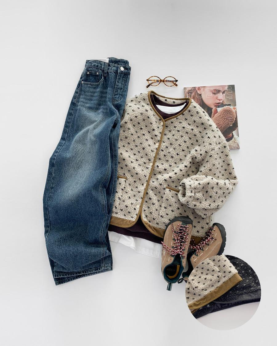 하트 닷 코듀로이 배색 자켓