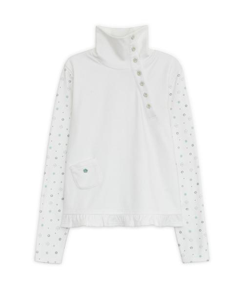 플라워 버튼 폴라 탑 (화이트)