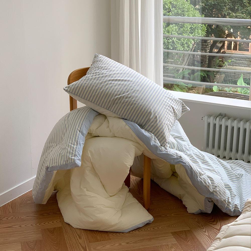 [라튤립] 시리얼 온도조절 스트라이프 양면 차렵이불 SS/Q