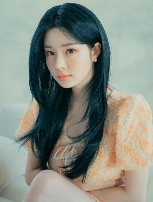 여성 수제 통가발 긴앞머리 롱 레이어드 허쉬컷 (코발트블루)