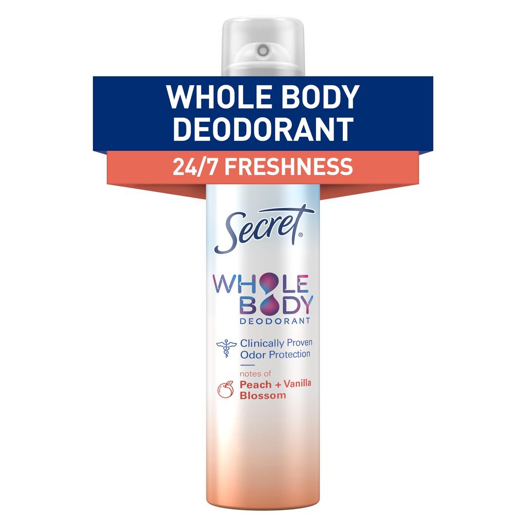 Secret Women's Whole Body Aluminum Free Deodorant Spray Peach & Vanilla 3.5oz