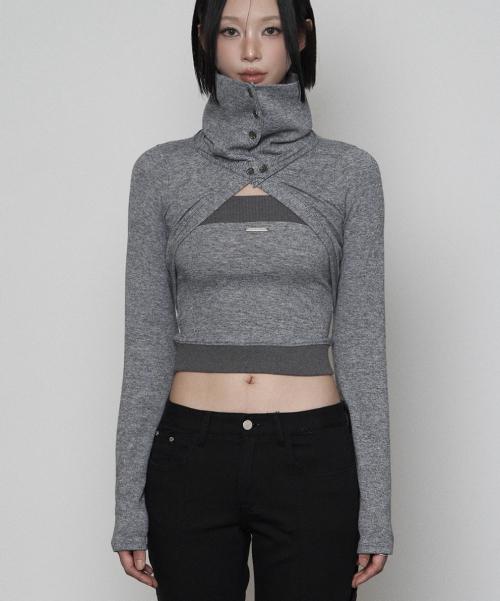 Polar Open Bolero Top Set (MELANGE GRAY)