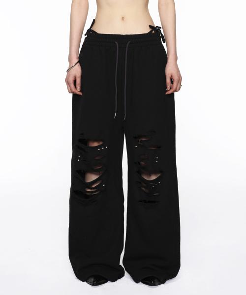 락케이크(ROCKCAKE) Cross Hotfix Damage Jogger - Black - 사이즈 & 후기 | 무신사