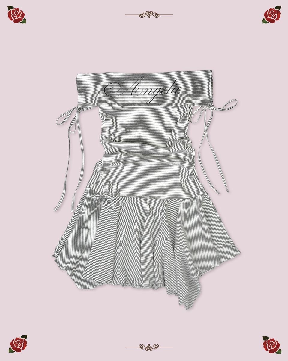 (PRE-ORDER) ANGELIC STRIPE DRESS [GRAY]