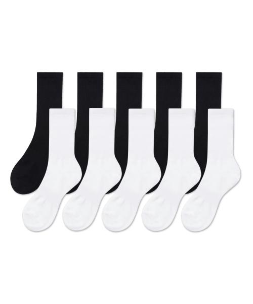 무신사 스탠다드(MUSINSA STANDARD)  라이트웨이트 크루 삭스 10팩 [화이트/블랙] - 사이즈 & 후기 | 무신사