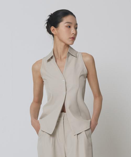 테일러드 슬리브리스 셔츠_아이보리