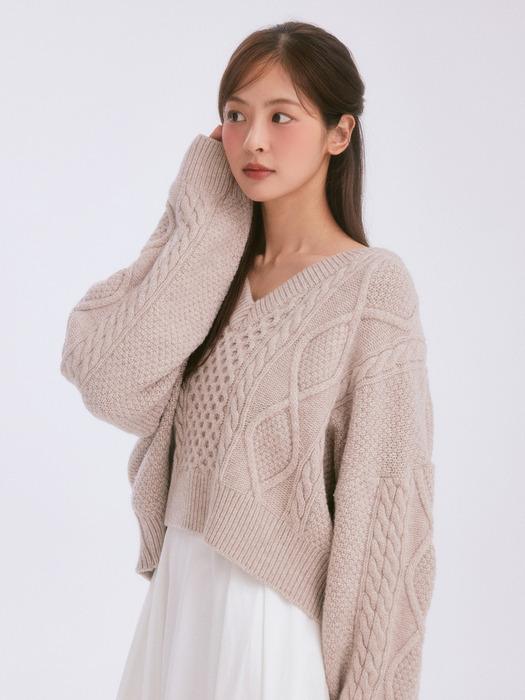 Cable crop wool knit 2color