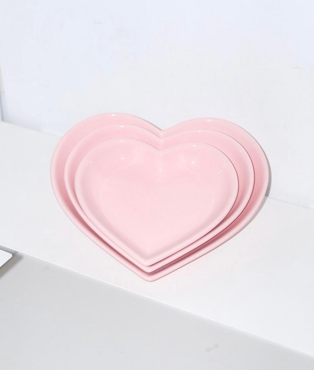 [POY CERAMICS] heart plate (pink)