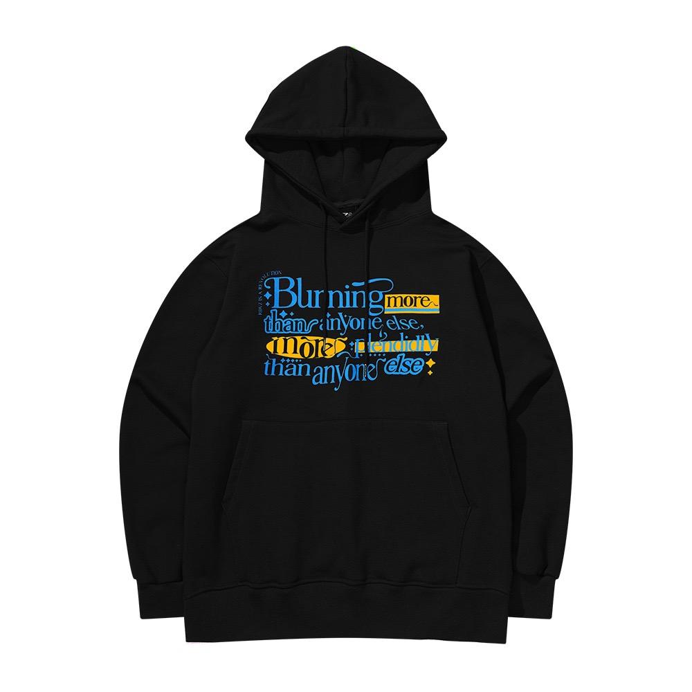 버닝 레터링 후드 - 블랙