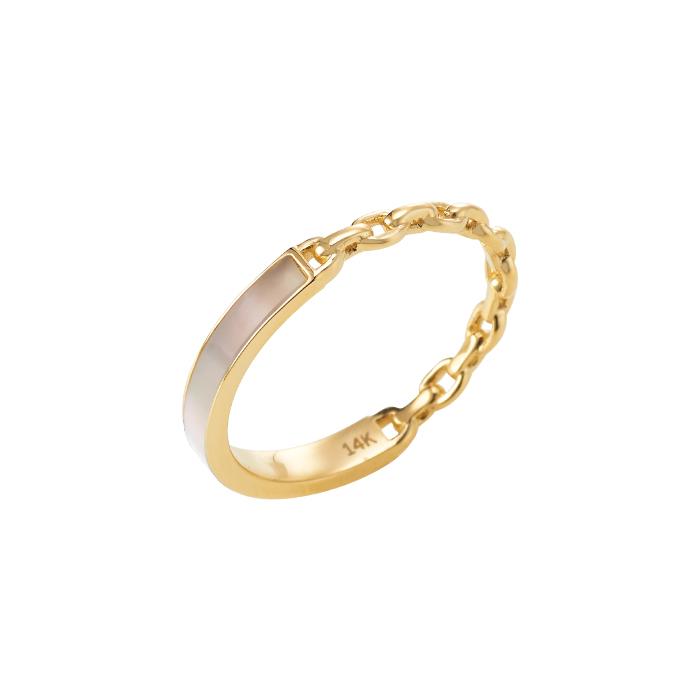 14k 18k 머더도그 자개 체인 반지