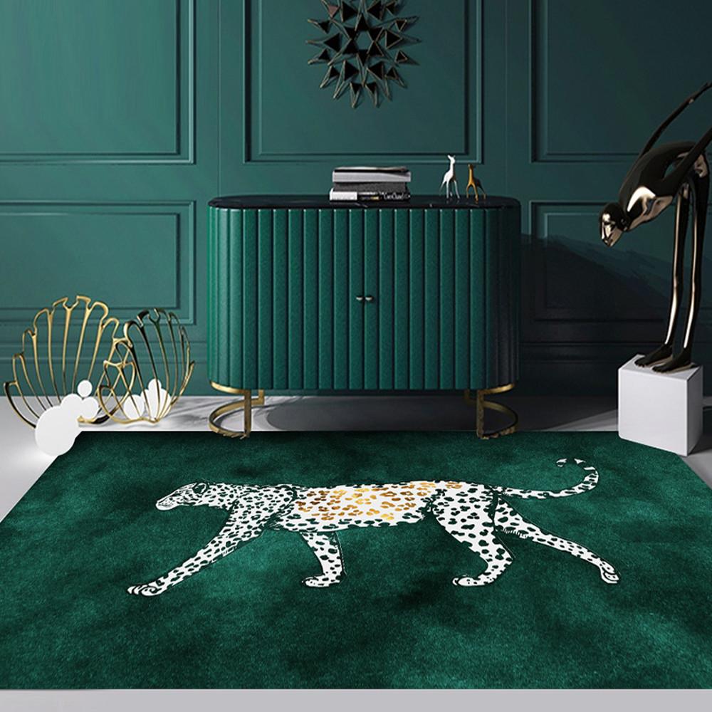 호피 러그 특이한 카페트 레오파드 그린 러그