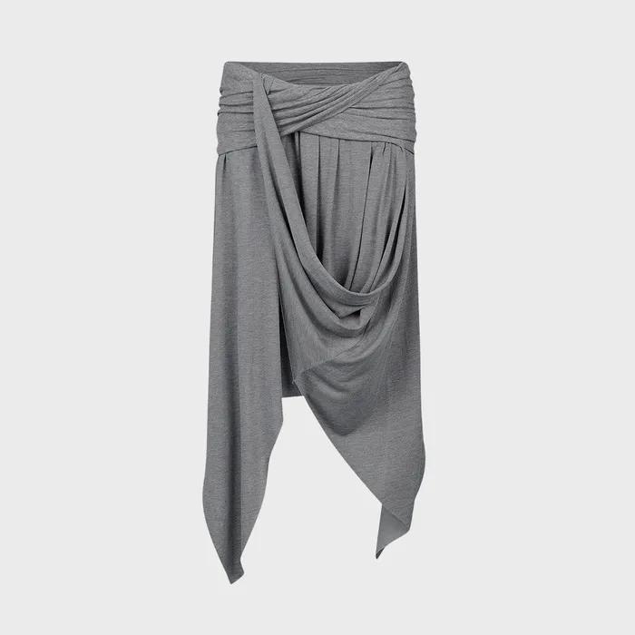 Draping Unbalance Skirt Melange Gray
