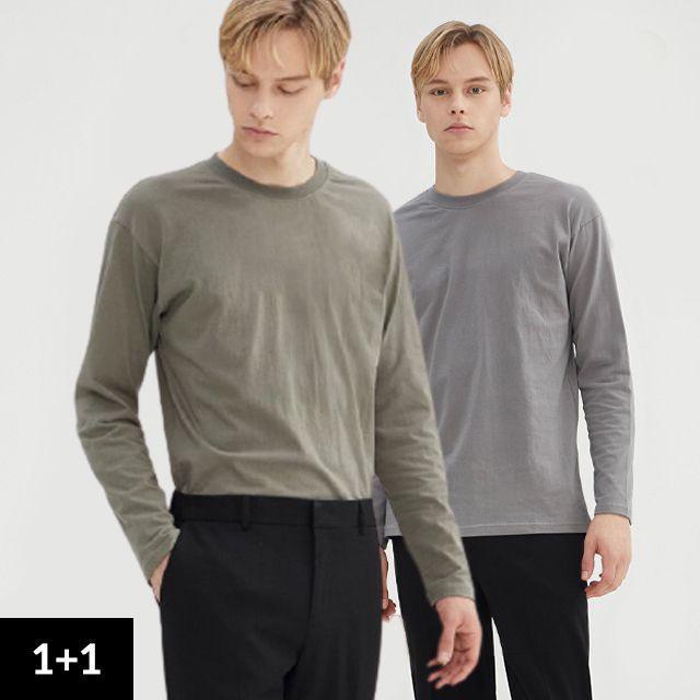 [1+1할인] 루즈핏 코튼 긴팔 티셔츠 7컬러_HL21BTS109