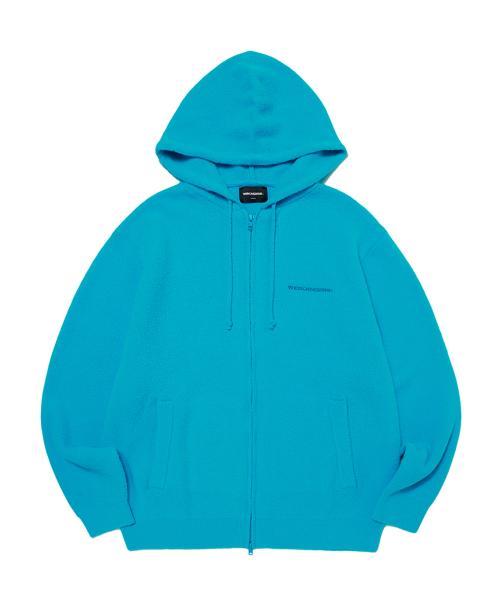 HAIRY KNIT ZIPUP HOODIE (S.BLUE)