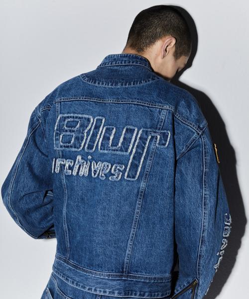 패치워크 바이커 데님 자켓[블루]