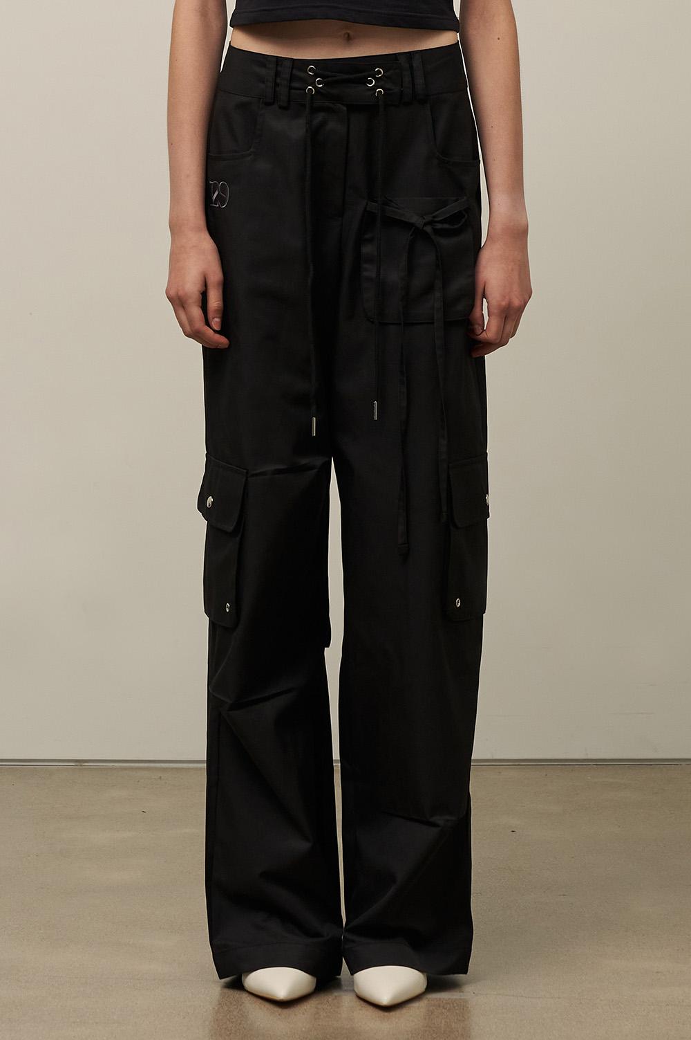 [09/20 예약 발송] 스트링 카고 밴딩 팬츠 블랙