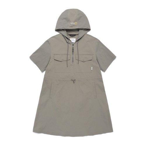 N242WOP980 여성 시그너스 우븐 스트레치 후드 반팔 원피스 LAUREL OAK