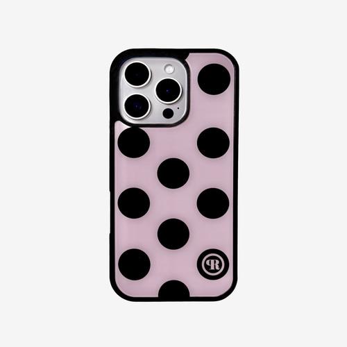 [주문 후 제작] L 도트 (핑크블랙) 글라스 범퍼 아이폰 케이스